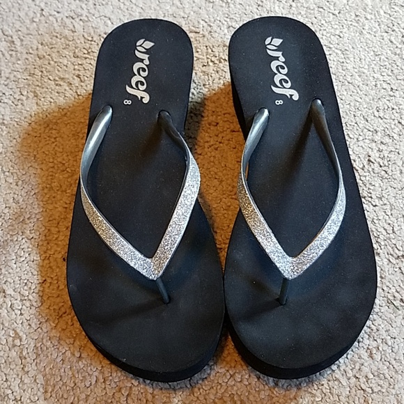 reef silver flip flops